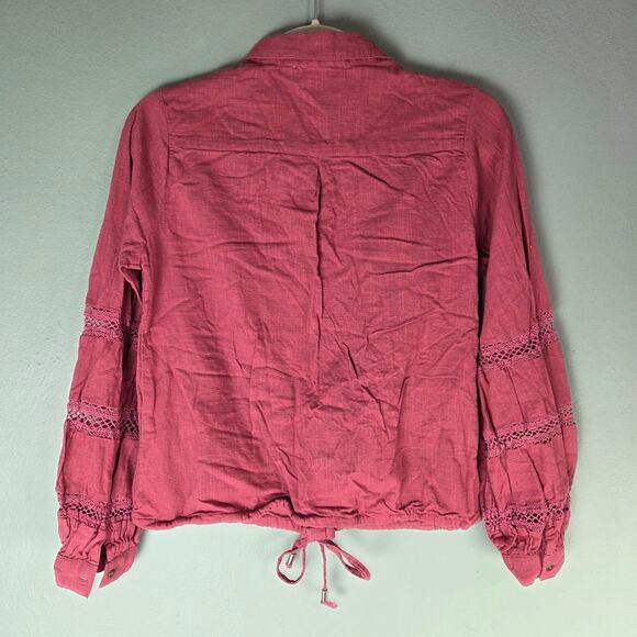 The Roadster Life Co. Womens Button Down Tie Front Cotton Top Size Small Boho - Picture 2 of 5